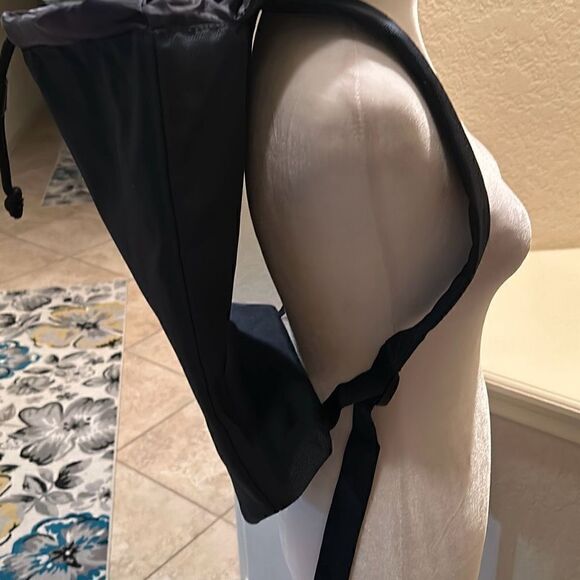 Jimmy Choo Parfums Colorblock Backpack Navy Blue Black Cinch Top Travel Work Bag - Picture 6 of 8